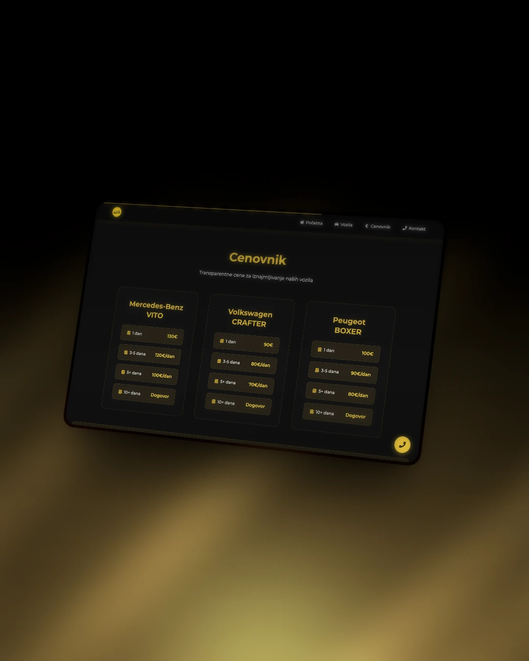 Iznajmi Kombi — pricing